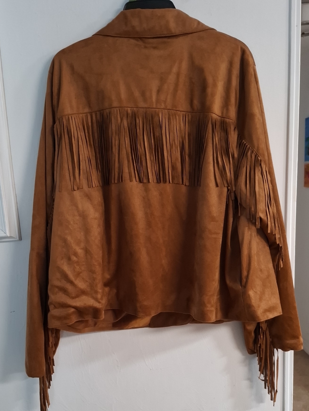 Universal Thread Tan Fringed Suede Button Jacket - Picture 3 of 3